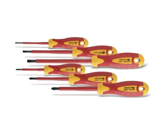 Набор изолированных отверток HOEGERT TECHNIK 1000 В, сталь S2, 6 шт HT1S996 