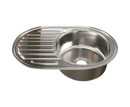 Мойка mixline овальная, 50х77х18 см, 0.8, правый выпуск 3 1/2, с сифоном 533708 