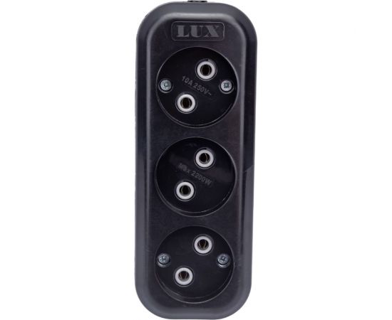 3-местная колодка LUX черная (розетка удлинителя) У3-О без заземления, 250В 10А 4606400420866 