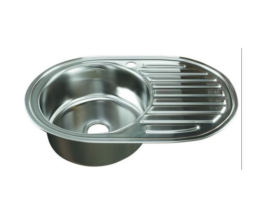 Мойка mixline овальная, 50х77х18 см, 0.8, правый выпуск 3 1/2, с сифоном 533708 – изображение 2