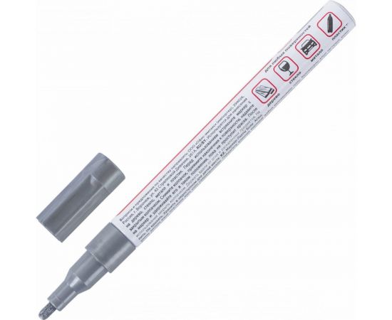 Лаковый маркер-краска 1-2 мм, серебряный, нитро-основа, алюминиевый корпус BRAUBERG 150866 – изображение 2