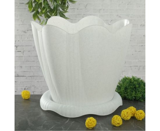 Горшок с поддоном Martika Эдельвейс 5.3 л, диам. 24 см, мрамор С193М – изображение 3