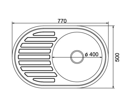 Мойка mixline овальная, 50х77х18 см, 0.8, правый выпуск 3 1/2, с сифоном 533708 – изображение 3