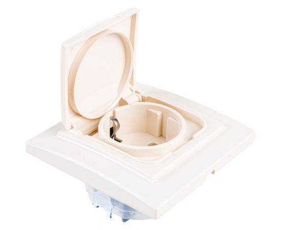 1-местная розетка EKF Минск СП с/з с крышкой 16А бежевая с защитными шторками IP44 SQERR16-029-200-44 – изображение 4