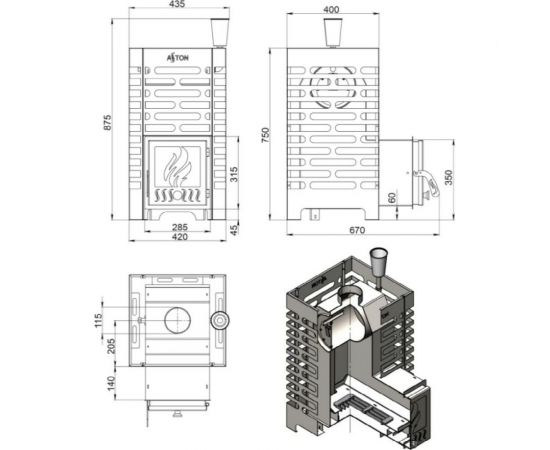 Печь для бани Везувий ASTON 16 INOX 4610094714262 – изображение 4