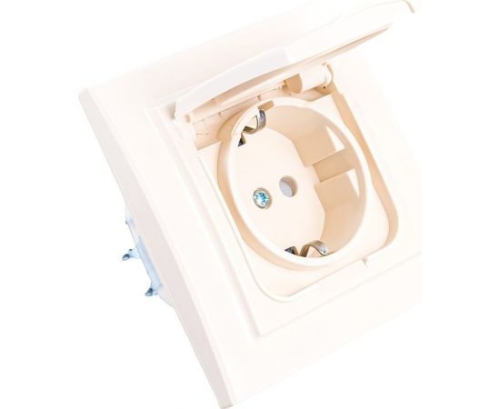 1-местная розетка EKF Минск СП с/з с крышкой 16А бежевая с защитными шторками IP44 SQERR16-029-200-44 – изображение 5