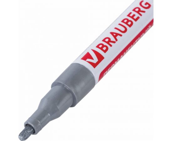 Лаковый маркер-краска 1-2 мм, серебряный, нитро-основа, алюминиевый корпус BRAUBERG 150866 – изображение 5