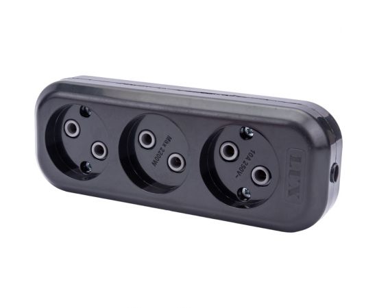 3-местная колодка LUX черная (розетка удлинителя) У3-О без заземления, 250В 10А 4606400420866 – изображение 5