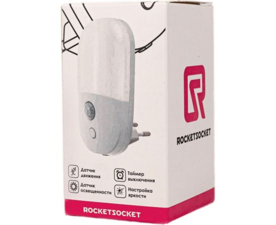 Светодиодный ночник ROCKETSOCKET с датчиком движения овальный, Вкл/Выкл/Авто, 3 режима яркости, теплый белый свет, 0.5Вт, Белый RS-791A – изображение 6