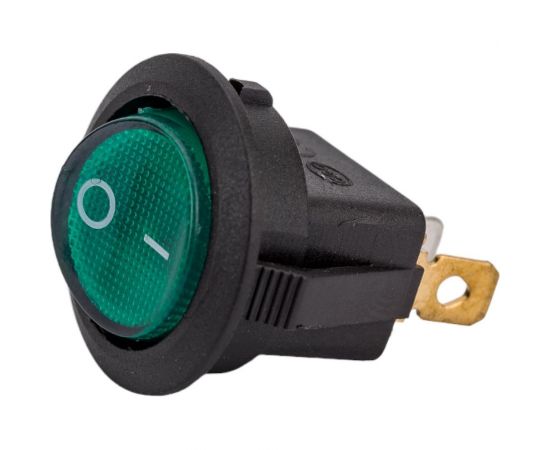 Круглая клавиша Nord-Yada 250V 6А зеленая с подсветкой (3контакта) ON-OFF (2шт в упаковке) 905486 