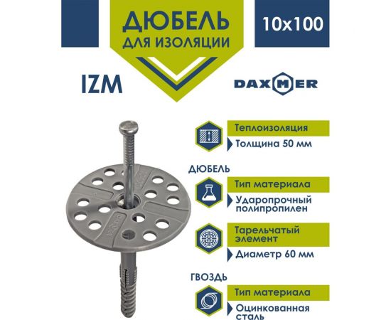 Дюбель с металлическим гвоздем Daxmer IZM 10x100, 500 шт. 323698 – изображение 2
