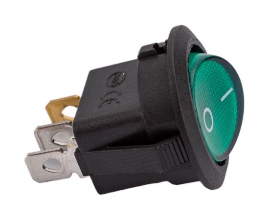Круглая клавиша Nord-Yada 250V 6А зеленая с подсветкой (3контакта) ON-OFF (2шт в упаковке) 905486 – изображение 2