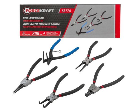 Набор съемников стопорных колец Forcekraft 5пр. (L-200мм+съемник стопорных колец суппортов), на полотне FK-6877A 52483 – изображение 2