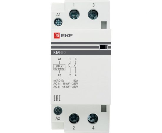 Модульный контактор EKF 50А, 2п, 220В, 2NO, КМ km-2-50-20 – изображение 3