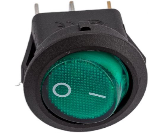Круглая клавиша Nord-Yada 250V 6А зеленая с подсветкой (3контакта) ON-OFF (2шт в упаковке) 905486 – изображение 3