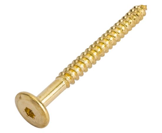 Мебельный шуруп с плоской головой ЕВРОПАРТНЕР латунированный, 6,3x70 (10 шт.) 6 1739 1 – изображение 3