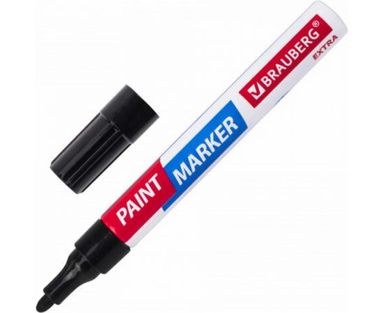 Лаковый маркер-краска BRAUBERG EXTRA paint marker 4 мм, черный, улучшенная нитро-основа, 151979 