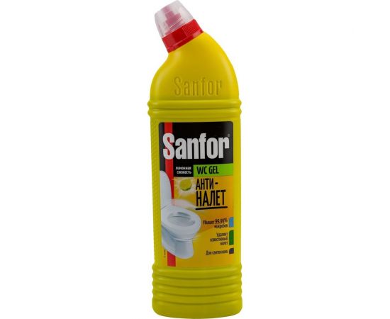 Средство для уборки туалета 750 г WC gel лимонная свежесть SANFOR 1550 601958 