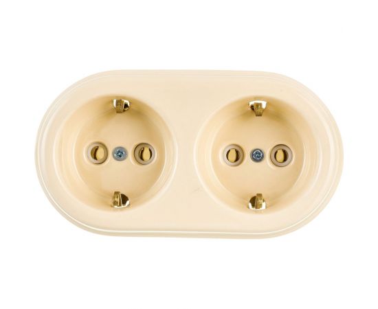 Двухместная керамическая розетка Interior Electric слоновая кость, серия ""АРБАТ"" РК2003 