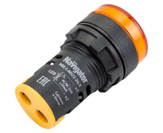Индикаторная лампа Navigator NBI-I-AD22-24-Y желтая, d22мм, 24В AC/DC 82806 – изображение 2