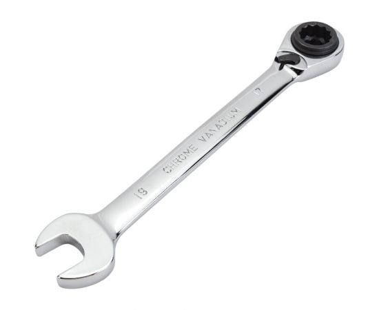 Комбинированный трещоточный реверсивный ключ 3 в 1 HORTZ 14х17-19 хром. HOR 121286 – изображение 2