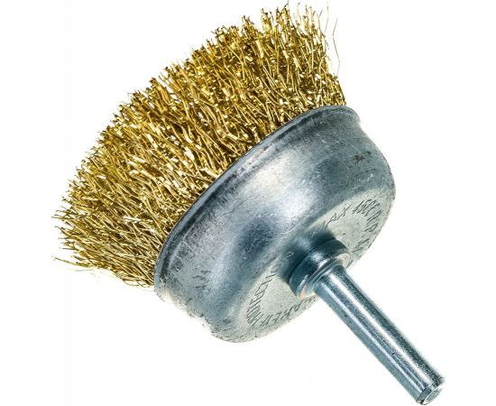 Щетка металлическая со шпилькой чашка 50 мм для дрели ON 20-02-050 – изображение 2