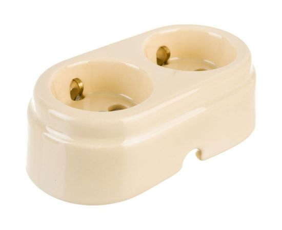 Двухместная керамическая розетка Interior Electric слоновая кость, серия ""АРБАТ"" РК2003 – изображение 2