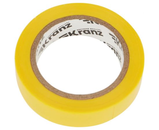 Изолента ПВХ KRANZ 15 мм х 10 м, 0.13 мм, желтая KR-09-2002 – изображение 3