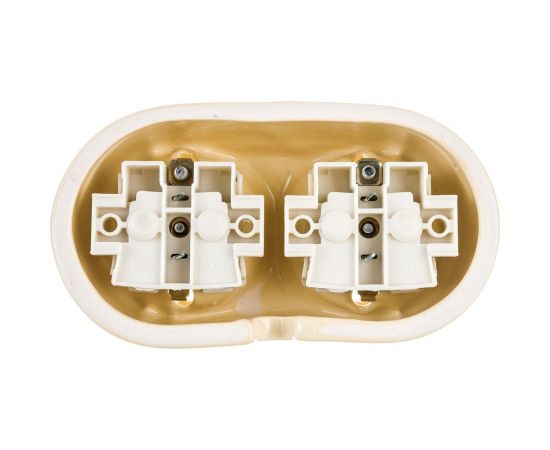 Двухместная керамическая розетка Interior Electric слоновая кость, серия ""АРБАТ"" РК2003 – изображение 3