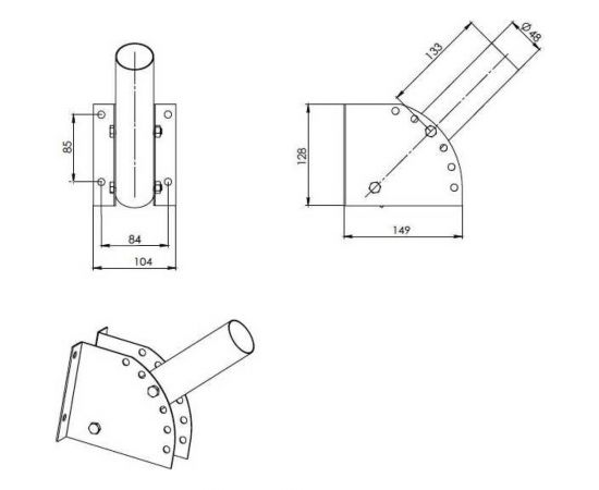 Кронштейн для уличного светильника с переменным углом Delta-Svet КРСТ (на стену), темно-серый montaz_04 – изображение 3