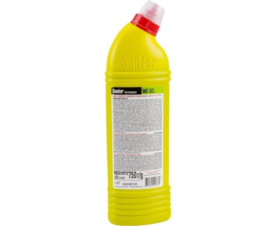 Средство для уборки туалета 750 г WC gel лимонная свежесть SANFOR 1550 601958 – изображение 3