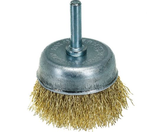 Щетка металлическая со шпилькой чашка 50 мм для дрели ON 20-02-050 – изображение 3