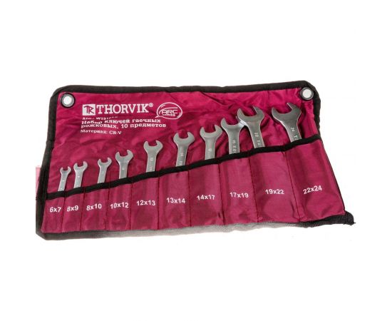 Набор рожковых гаечных ключей Thorvik W1S10TB серии ARC, 6-24 мм, 10 предметов 52614 – изображение 5