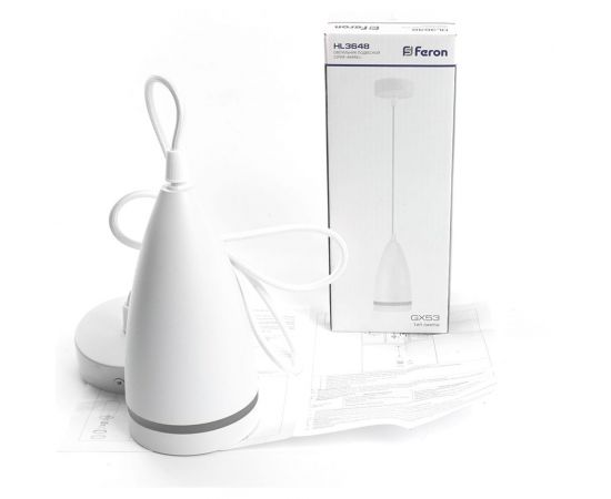 Светильник для натяжных потолков Feron HL3648 на подвесе GX53 15W 230V, белый 85*160, 48091 – изображение 8