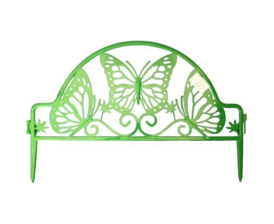 Садовое ограждение ПОЛИМЕРСАД Забор декоративный №11 Бабочка, зелёное, 4 шт. ПС-ЗД11-зел 