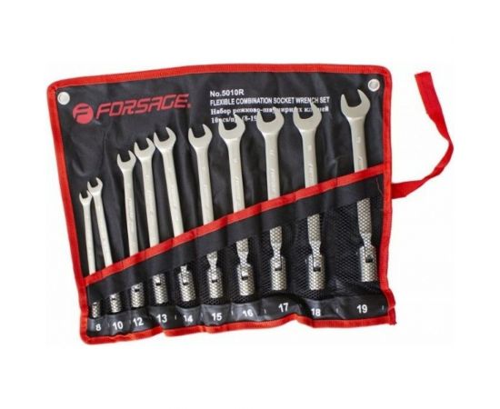 Набор рожково-торцевых ключей Forsage шарнирные, 10 пр 49575 F-5010R 