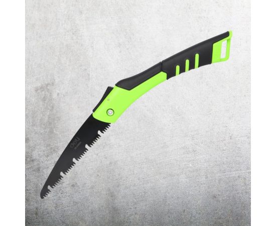 Складная садовая пила DELI DL6006 170 мм, сталь 65MN, 7 зубьев на дюйм, обрезиненная ручка, шлифовка зубов с 3-х сторон, двухрядное распределение кромок 114773 