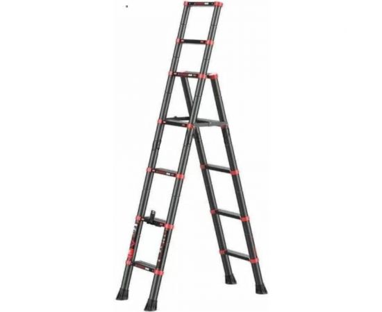 Телескопическая лестница-стремянка WORKY BLACK 4+5 ступеней, 1.1м+1.4м ARD257794 