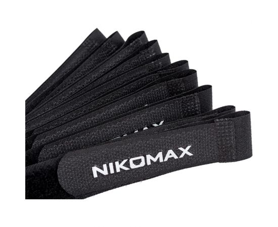 Стяжка-липучка NIKOMAX с жесткой пряжкой, 290x20 мм, черная, 10 шт. NMC-CTV290-20-HB-BK-10 