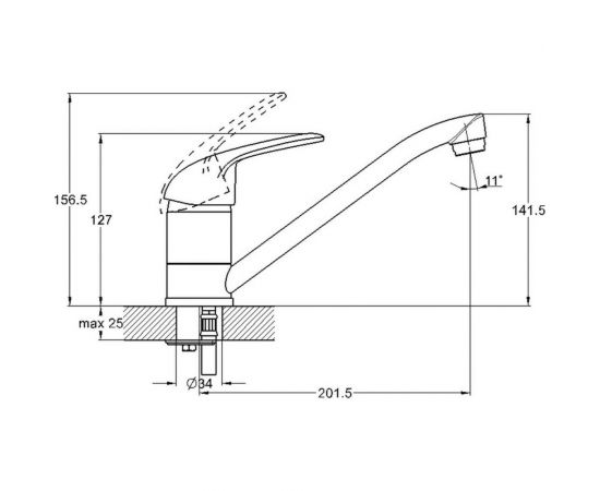 Смеситель для кухни G-lauf с плоским поворотным изливом, хром 4P4-A043 – изображение 2