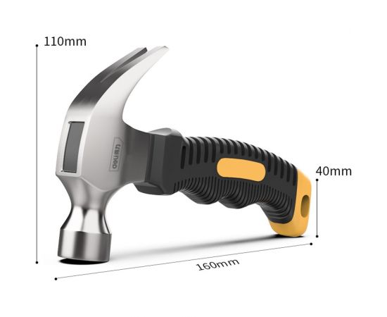 Молоток-гвоздодер DELI DL441008 укороченный, 250 г, 160 мм, эргономичная прорезиненная рукоять 114785 – изображение 10