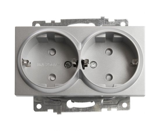 2-местная розетка с/з (механизм) STEKKER GLS16-7114-03, 250В, 16А с защитной шторкой, серия Катрин 39584 