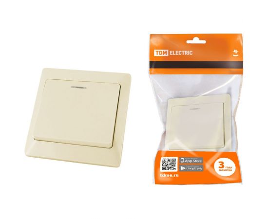 Выключатель TDM Ильмень 1 кл. с подсветкой 10А слоновая кость SQ1823-0103 
