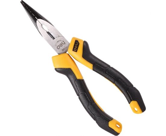 Удлиненные плоскогубцы DELI dl2106z 160 мм, сталь CrV, прорезиненная двухкомпонентная рукоять 110704 
