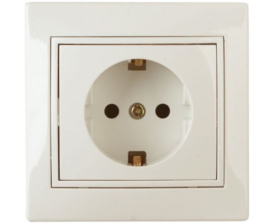 Розетка Intro Plano 1-202-02 с заземлением 2P+E Schuko, 16А-250В, IP20, СУ, слоновая кость, Б0053876 