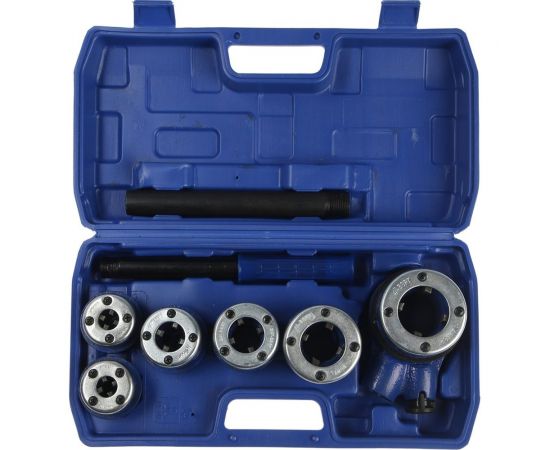 Набор трубных клуппов ТУНДРА 1/4""-3/8""-1/2""-3/4""-1""-1 1/4"" + трещотка в сборе, 9 предметов 4987620 