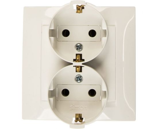 Двойная розетка с заземлением, белая Simon 1590459-030 