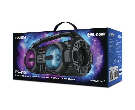 Портативная колонка SVEN АС PS-415 черная, 12 Вт, Bluetooth, FM, USB, microSD, LED-дисплей, 1500 мА*ч SV-019631 – изображение 6