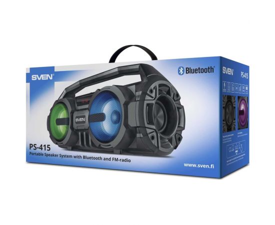 Портативная колонка SVEN АС PS-415 черная, 12 Вт, Bluetooth, FM, USB, microSD, LED-дисплей, 1500 мА*ч SV-019631 – изображение 5