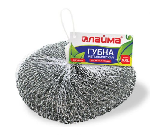 Металлическая, большая, сетчатая губка для посуды ЛАЙМА 100 г 603106 – изображение 5